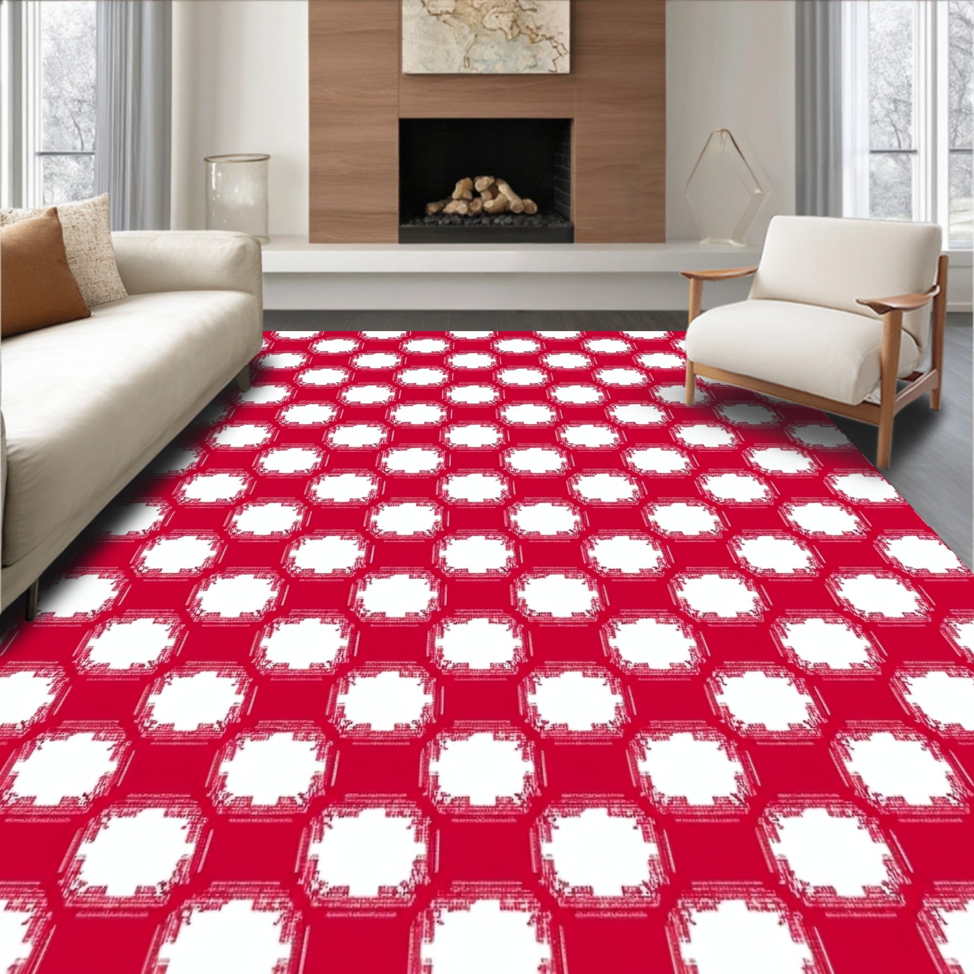 Farmhouse Gingham Lattice Holiday Welcome(Red)