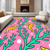 Tropical Seahorse Dance with Flowing Kelp Forest Waves Design(Pink)