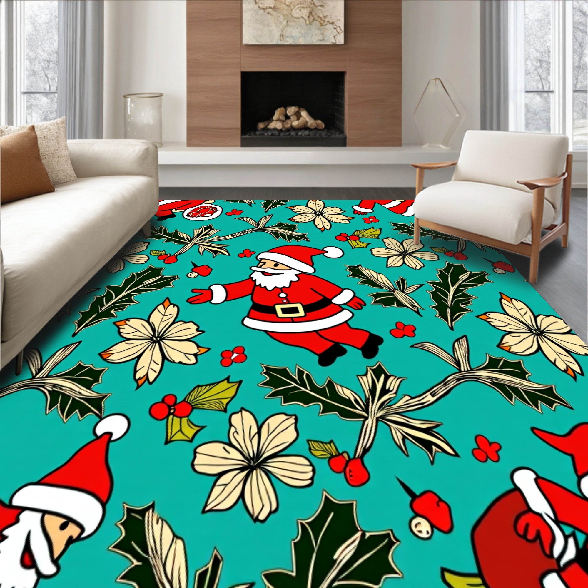 Jolly Santa Claus Holiday Doorway Seasonal Welcome Design(Red)