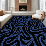 Abstract Wave Motif Featuring Fluid Swirls and Curves(Black)