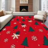 Festive Pine Tree Holiday Entrance Decorative Seasonal Floor(Red)