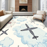 Aviation Journey Sky Map Featuring Cloud Navigation Flight Routes(Light Blue)