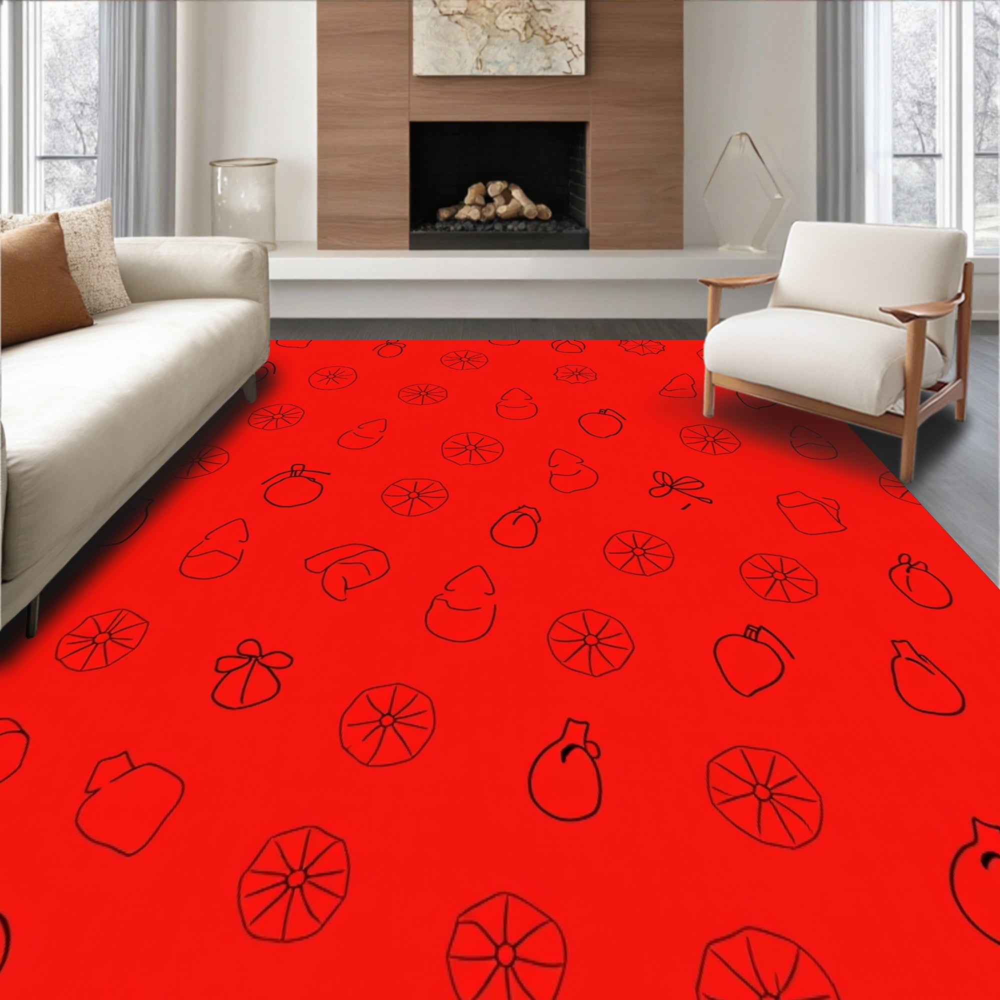 Joyful Celebration Plush Floor Covering With Surface(Red)
