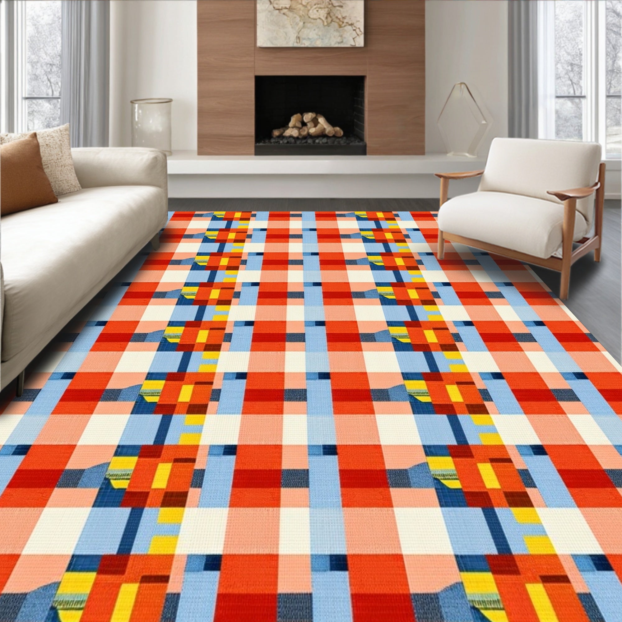 Nordic Heritage Interlocking Patchwork Plaid(Red)