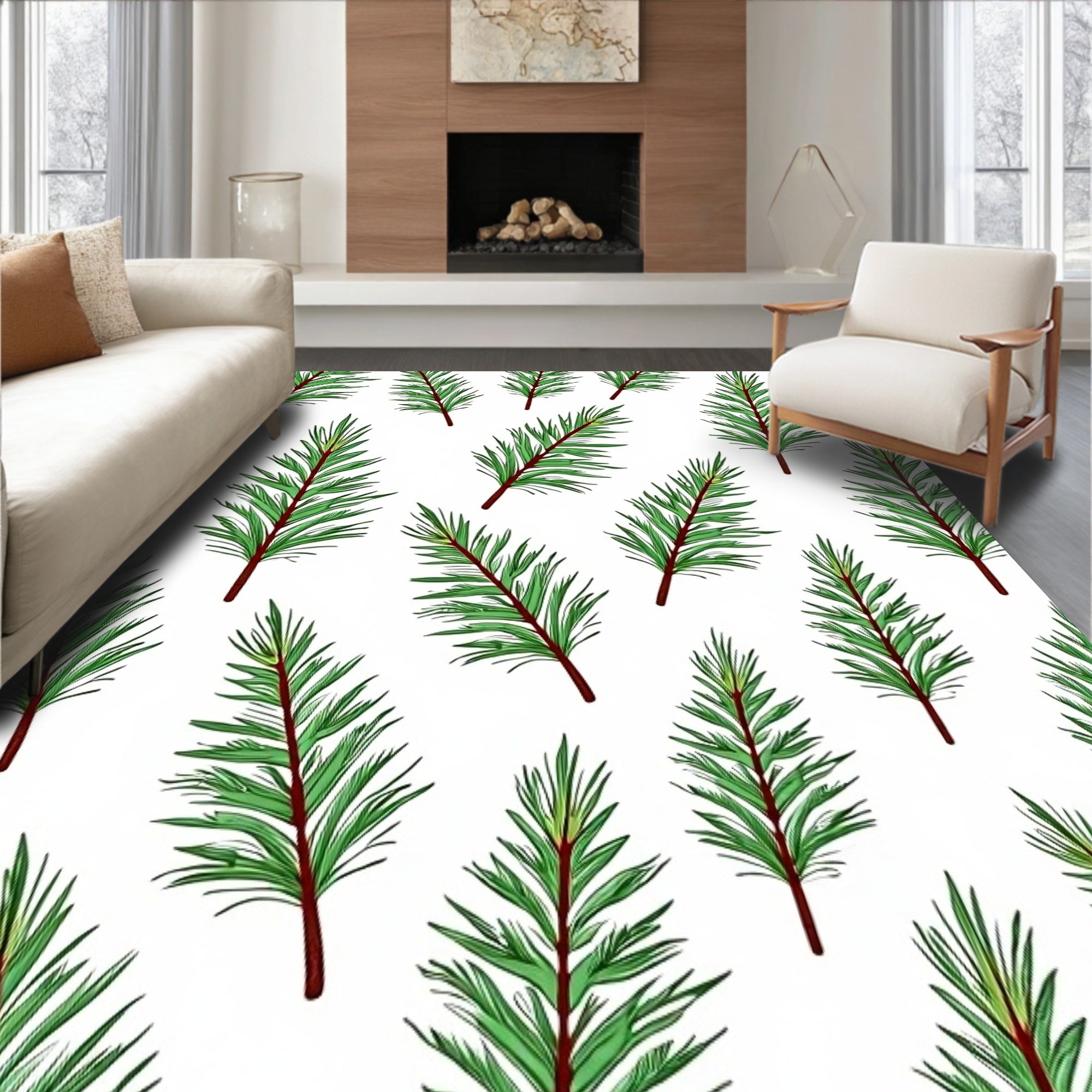 Pine Branch Tapestry Featuring Evergreen Needle Artwork(Green)