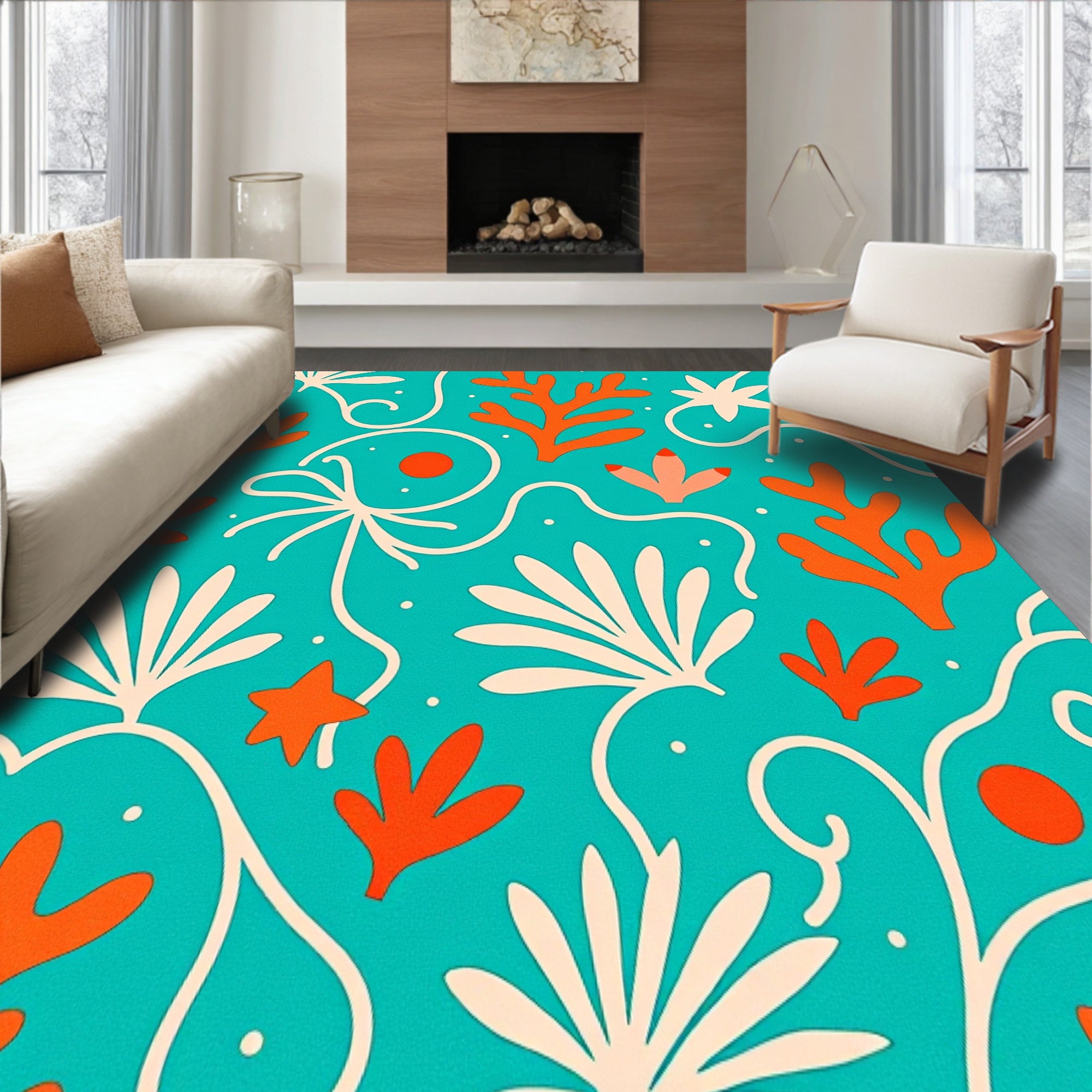 Ocean Wave Spiral Design with Coral Reef(Blue)