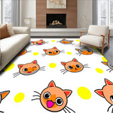 Adorable Cartoon Cat Face Design with Expressive Whisker Details(Orange)