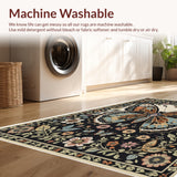 Ultra Soft Area Rug, Non Slip, Stain Resistant, Washable Area Rugs for Living Room, Bedroom, Boho Insect Print Non-Slip Playroom(Black)