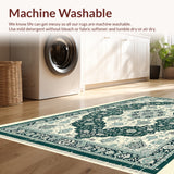 Ultra Soft Area Rug, Non Slip, Stain Resistant, Washable Area Rugs for Living Room, Bedroom, Oriental Distressed Living Room Rug(Green)