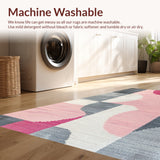 Ultra Soft Area Rug, Non Slip, Stain Resistant, Washable Area Rugs for Living Room, Bedroom, Boho Abstract Washable(Pink)