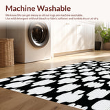 Ultra Soft Area Rug, Non Slip, Stain Resistant, Washable Area Rugs for Living Room, Bedroom, Contemporary Animal Print Yoga Runner(Black)