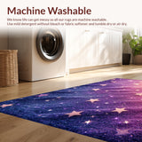 Ultra Soft Area Rug, Non Slip, Stain Resistant, Washable Area Rugs for Living Room, Bedroom, Tie Dye Star Glitter Shaggy(Purple)