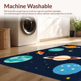 Ultra Soft Area Rug, Non Slip, Stain Resistant, Washable Area Rugs for Living Room, Bedroom, Outer Space Themed Kids(Blue)