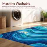 Ultra Soft Area Rug, Non Slip, Stain Resistant, Washable Area Rugs for Living Room, Bedroom, Ocean Beach Wave Polyester(Blue)