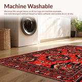 Ultra Soft Area Rug, Non Slip, Stain Resistant, Washable Area Rugs for Living Room, Bedroom, Western Cat Design Plush(Red)