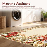 Ultra Soft Area Rug, Non Slip, Stain Resistant, Washable Area Rugs for Living Room, Bedroom, Beige Floral Vintage Stain Resistant Living Room(Beige)