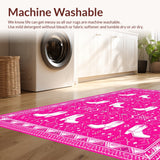Ultra Soft Area Rug, Non Slip, Stain Resistant, Washable Area Rugs for Living Room, Bedroom, Funny Pink Preppy Western Entryway Rug(Pink)