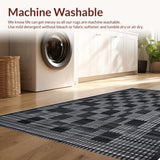 Ultra Soft Area Rug, Non Slip, Stain Resistant, Washable Area Rugs for Living Room, Bedroom, Handmade Wool Viscose(Black)