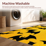 Ultra Soft Area Rug, Non Slip, Stain Resistant, Washable Area Rugs for Living Room, Bedroom, Gothic Horror Coffin(Yellow)