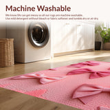 Ultra Soft Area Rug, Non Slip, Stain Resistant, Washable Area Rugs for Living Room, Bedroom, bow shaped coquette bathmat(Pink)