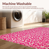Ultra Soft Area Rug, Non Slip, Stain Resistant, Washable Area Rugs for Living Room, Bedroom, Vintage Leopard Print(Pink)