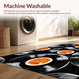Ultra Soft Area Rug, Non Slip, Stain Resistant, Washable Area Rugs for Living Room, Bedroom, Vinyl Record Semi Circle(Black)