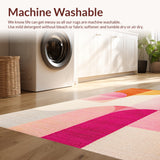 Ultra Soft Area Rug, Non Slip, Stain Resistant, Washable Area Rugs for Living Room, Bedroom, Abstract Geometric Faded(Orange)