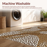 Ultra Soft Area Rug, Non Slip, Stain Resistant, Washable Area Rugs for Living Room, Bedroom, Non-Slip Leopard Print Living Room(Brown)