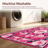 Ultra Soft Area Rug, Non Slip, Stain Resistant, Washable Area Rugs for Living Room, Bedroom, coquette floral bathroom(Pink)