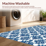 Ultra Soft Area Rug, Non Slip, Stain Resistant, Washable Area Rugs for Living Room, Bedroom, High-Low Floral Outdoor(Blue)
