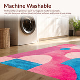 Ultra Soft Area Rug, Non Slip, Stain Resistant, Washable Area Rugs for Living Room, Bedroom, Abstract Boho Washable(Pink)