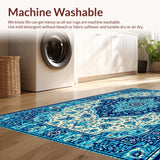 Ultra Soft Area Rug, Non Slip, Stain Resistant, Washable Area Rugs for Living Room, Bedroom, Vintage Oriental Jungle(White)