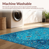 Ultra Soft Area Rug, Non Slip, Stain Resistant, Washable Area Rugs for Living Room, Bedroom, Soft Vintage Distressed Living Room Rug(Blue)