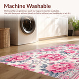 Ultra Soft Area Rug, Non Slip, Stain Resistant, Washable Area Rugs for Living Room, Bedroom, Vintage Faux Wool(Pink)