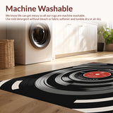 Ultra Soft Area Rug, Non Slip, Stain Resistant, Washable Area Rugs for Living Room, Bedroom, vinyl record patterned round(Gray)