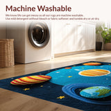 Ultra Soft Area Rug, Non Slip, Stain Resistant, Washable Area Rugs for Living Room, Bedroom, Bright Planet Design Classroom Stain-Resistant Floor Mat(Blue)