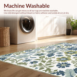 Ultra Soft Area Rug, Non Slip, Stain Resistant, Washable Area Rugs for Living Room, Bedroom, Modern Floral Washable Living Room(White)