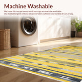 Ultra Soft Area Rug, Non Slip, Stain Resistant, Washable Area Rugs for Living Room, Bedroom, Geometric Boho High Traffic(Yellow)