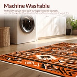 Ultra Soft Area Rug, Non Slip, Stain Resistant, Washable Area Rugs for Living Room, Bedroom, Boho Aztec Distressed(Orange)
