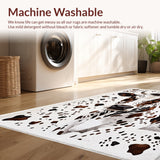 Ultra Soft Area Rug, Non Slip, Stain Resistant, Washable Area Rugs for Living Room, Bedroom, Rustic Faux Cowhide Decor for Small Spaces(White)