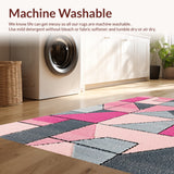 Ultra Soft Area Rug, Non Slip, Stain Resistant, Washable Area Rugs for Living Room, Bedroom, Shaggy Geometric Plush(Pink)