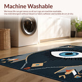 Ultra Soft Area Rug, Non Slip, Stain Resistant, Washable Area Rugs for Living Room, Bedroom, Boho Evil Eye Soft Cotton Runner(Blue)