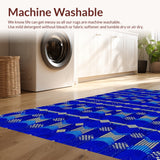 Ultra Soft Area Rug, Non Slip, Stain Resistant, Washable Area Rugs for Living Room, Bedroom, Modern Geometric Deep Royal Office Rug(Blue)