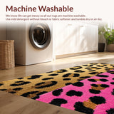 Ultra Soft Area Rug, Non Slip, Stain Resistant, Washable Area Rugs for Living Room, Bedroom, Soft Pink Leopard Print Bedroom Decor(Gold)