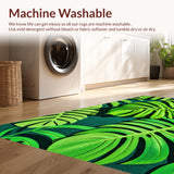 Ultra Soft Area Rug, Non Slip, Stain Resistant, Washable Area Rugs for Living Room, Bedroom, Monstera Leaf Plush(Green)