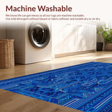 Ultra Soft Area Rug, Non Slip, Stain Resistant, Washable Area Rugs for Living Room, Bedroom, Modern Geometric Trellis(Blue)