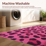 Ultra Soft Area Rug, Non Slip, Stain Resistant, Washable Area Rugs for Living Room, Bedroom, Faux Leopard Cowhide(Pink)