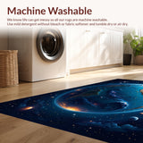 Ultra Soft Area Rug, Non Slip, Stain Resistant, Washable Area Rugs for Living Room, Bedroom, world map round(Blue)