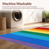 Ultra Soft Area Rug, Non Slip, Stain Resistant, Washable Area Rugs for Living Room, Bedroom, Rainbow Stripe Plush(Red)