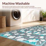 Ultra Soft Area Rug, Non Slip, Stain Resistant, Washable Area Rugs for Living Room, Bedroom, Contemporary Floral Modern(Gray)